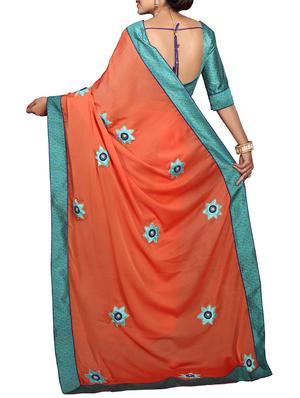floral patchwork embroidered saree with blouse - 15726367 - Standard Image - 2