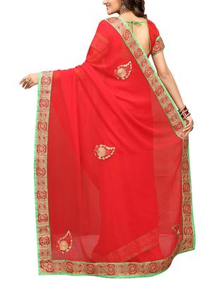 paisley embroidered saree with blouse - 15726368 - Standard Image - 2