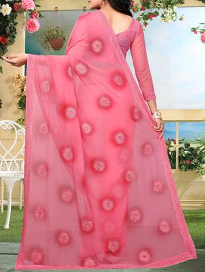 floral resham embroidered saree with blouse - 15726372 - Standard Image - 2