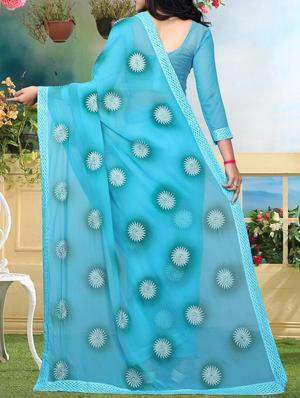 floral resham embroidered saree with blouse - 15726373 - Standard Image - 2