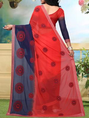 resham embroidered ombre saree with blouse - 15726375 - Standard Image - 2