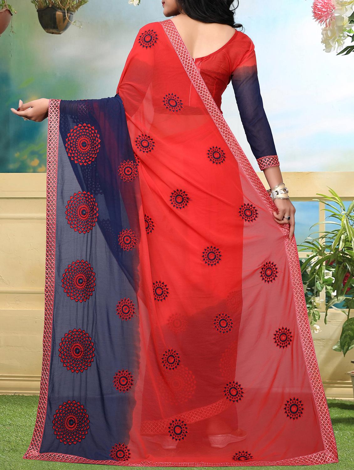 resham embroidered ombre saree with blouse - 15726375 - Zoom Image - 2