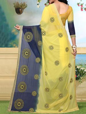 resham embroidered ombre saree with blouse - 15726376 - Standard Image - 2