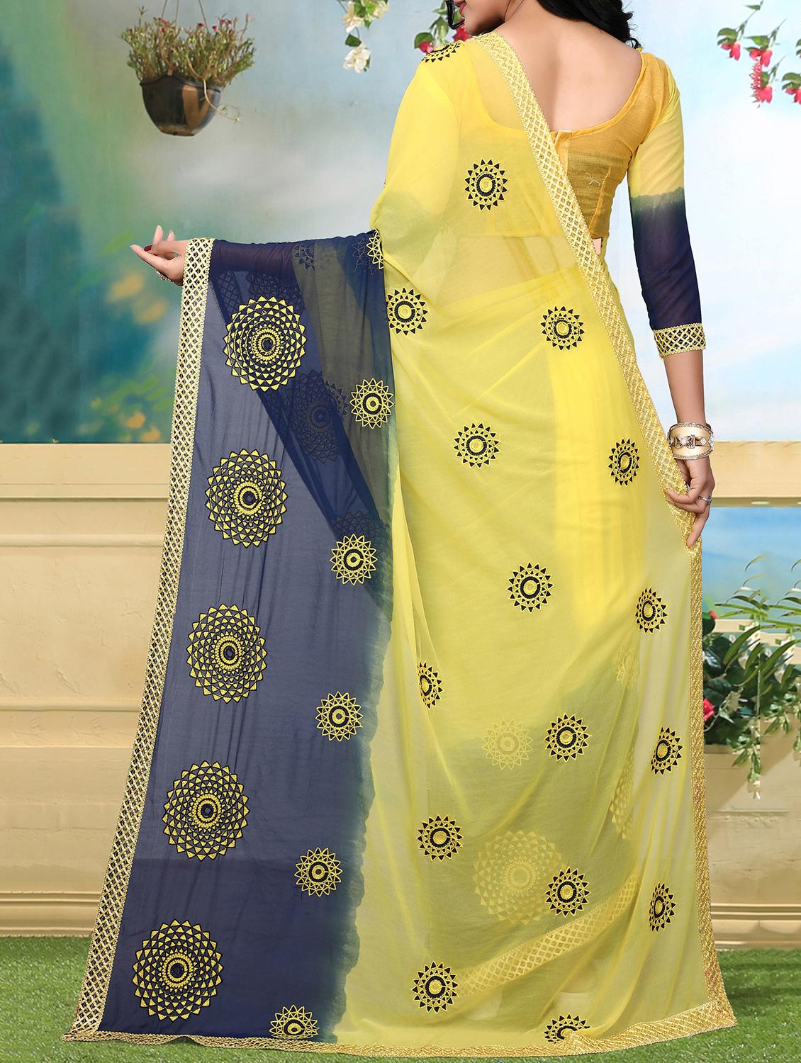 resham embroidered ombre saree with blouse - 15726376 - Zoom Image - 2