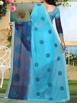 resham embroidered ombre saree with blouse - 15726377 - Standard Image - 2