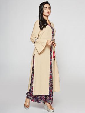 Patch pockets detail kurta with palazzo set - 15726547 - Standard Image - 2