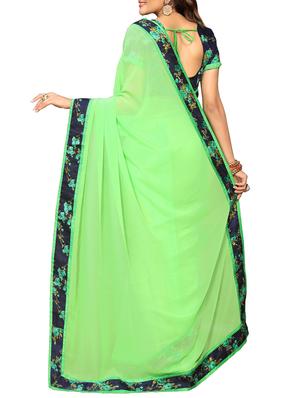 floral lace border saree with blouse - 15726548 - Standard Image - 2