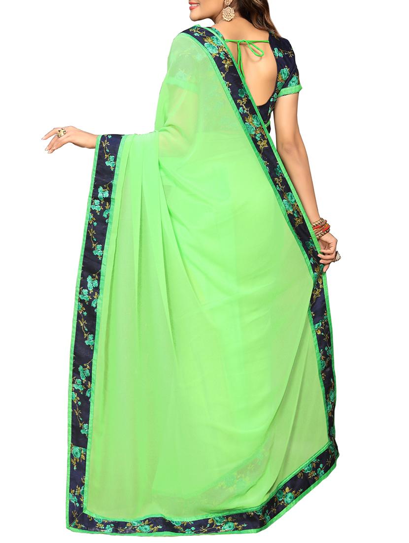 floral lace border saree with blouse - 15726548 - Zoom Image - 2