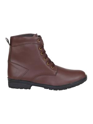 brown leatherette high ankle boots - 15726560 - Standard Image - 2