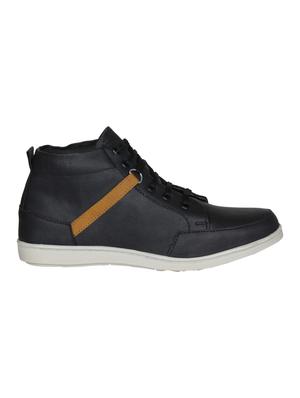 black leatherette lace up sneakers - 15726570 - Standard Image - 2