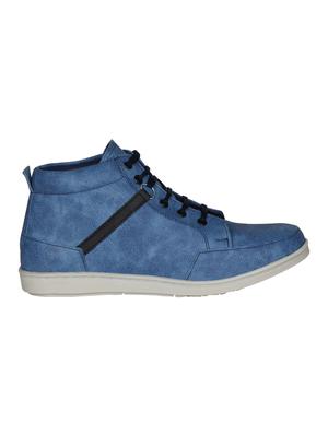 blue leatherette lace up sneakers - 15726571 - Standard Image - 2
