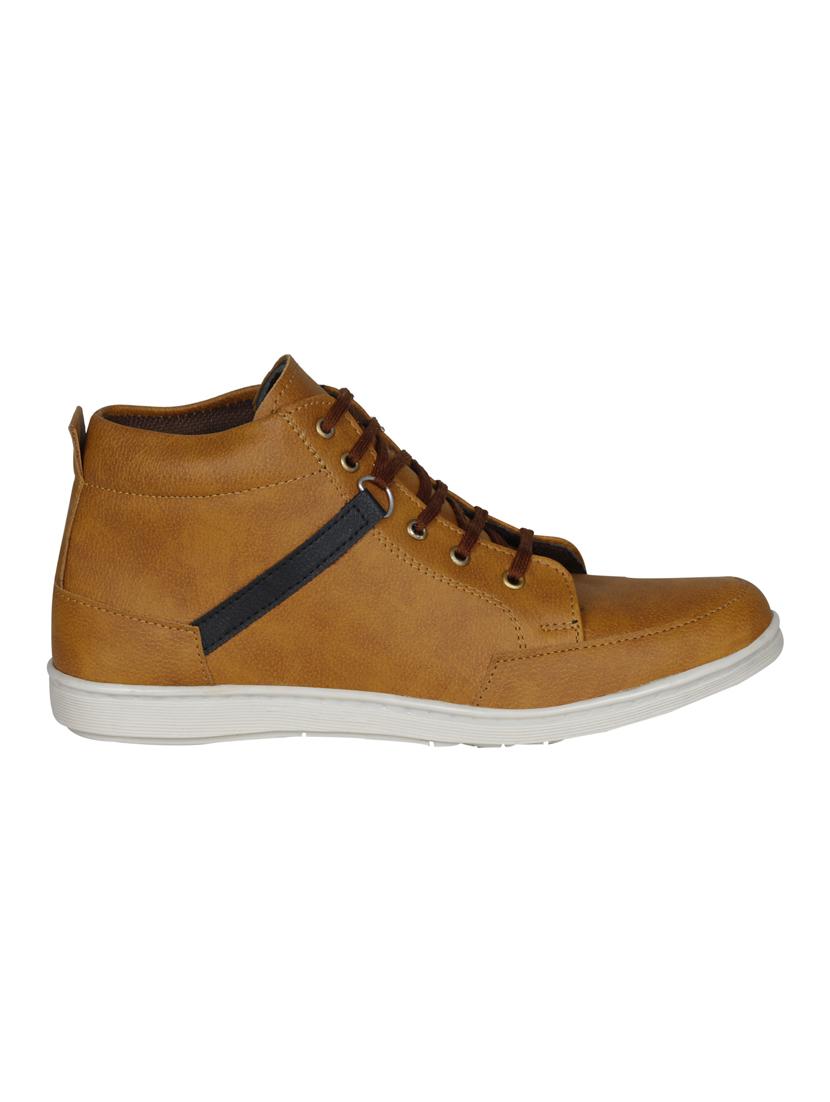 tan leatherette lace up sneakers - 15726573 - Zoom Image - 2