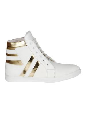white leatherette lace up sneakers - 15726578 - Standard Image - 2