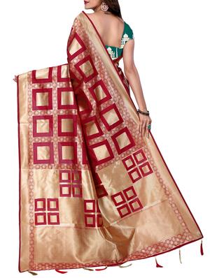 geometrical zari motif banarasi saree with blouse - 15726700 - Standard Image - 2