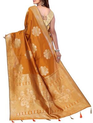 half & half zari banarasi saree with blouse - 15726702 - Standard Image - 2