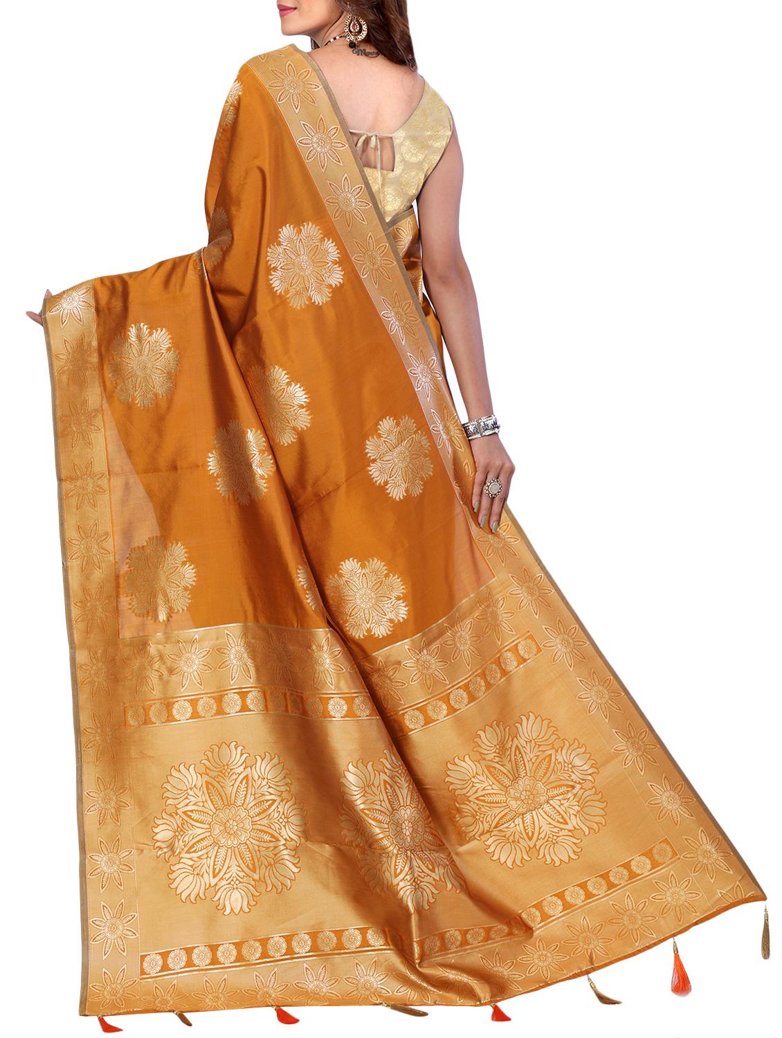 half & half zari banarasi saree with blouse - 15726702 - Zoom Image - 2