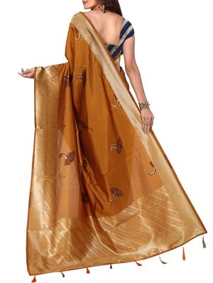 floral zari motif banarasi saree with blouse - 15726712 - Standard Image - 2
