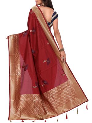 floral zari motif banarasi saree with blouse - 15726714 - Standard Image - 2