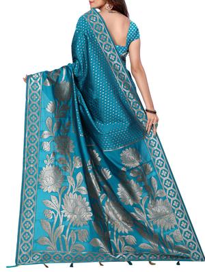 floral zari motif banarasi saree with blouse - 15726719 - Standard Image - 2