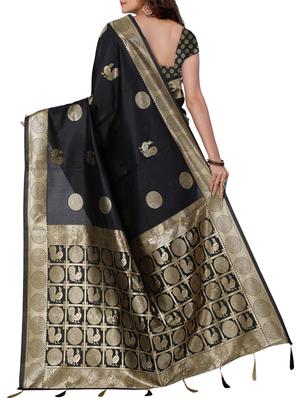 conversational zari motif banarasi saree with blouse - 15726723 - Standard Image - 2