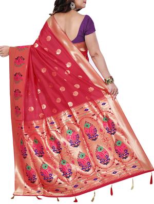 floral zari motif banarasi sare with blouse - 15726726 - Standard Image - 2