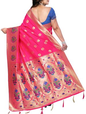 floral zari motif banarasi sare with blouse - 15726727 - Standard Image - 2