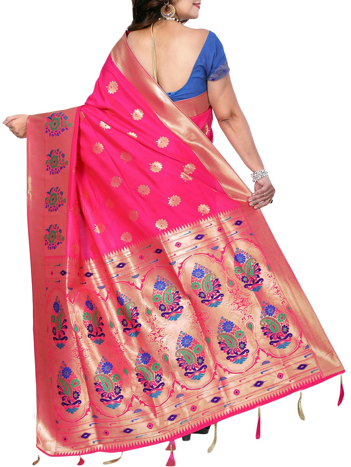 floral zari motif banarasi sare with blouse - 15726727 - Zoom Image - 2