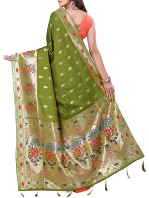 conversational zari motif banarasi saree with blouse - 15726728 - Standard Image - 2