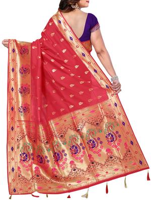 conversational zari motif banarasi saree with blouse - 15726729 - Standard Image - 2
