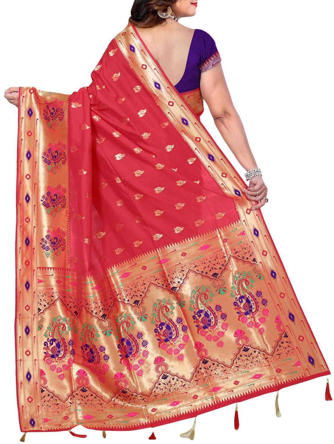 conversational zari motif banarasi saree with blouse - 15726729 - Zoom Image - 2