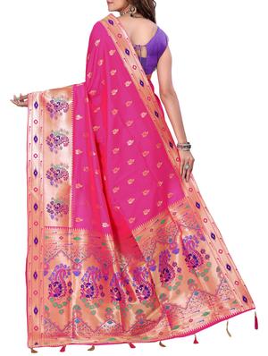 conversational zari motif banarasi saree with blouse - 15726730 - Standard Image - 2