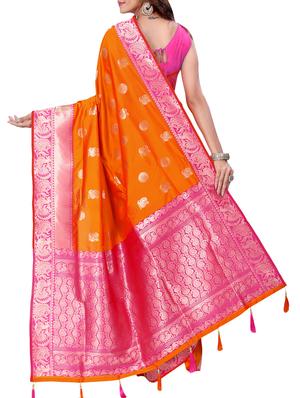 conversational zari motif banarasi saree with blouse - 15726731 - Standard Image - 2