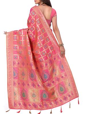 geometrical zari motif banarasi saree with blouse - 15726739 - Standard Image - 2