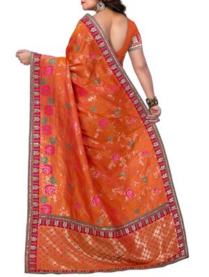 floral zari motif banarasi saree with blouse - 15726745 - Standard Image - 2
