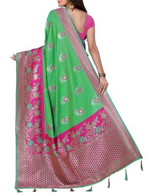 floral zari motif banarasi saree with blouse - 15726746 - Standard Image - 2