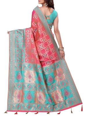 geometrical zari motif banarasi saree with blouse - 15726748 - Standard Image - 2