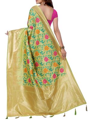 floral zari motif banarasi saree with blouse - 15726754 - Standard Image - 2