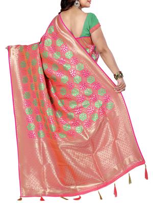 geometrical zari motif banarasi saree with blouse - 15726756 - Standard Image - 2