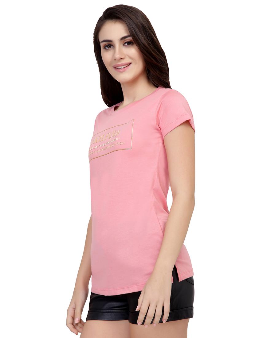 Slogan Print Short Sleeved Tee - 15726894 - Zoom Image - 2