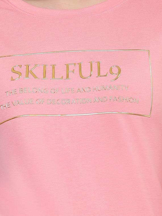 Slogan Print Short Sleeved Tee - 15726894 - Zoom Image - 5