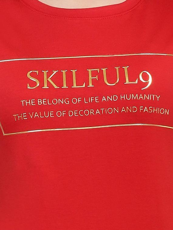 Slogan Print Short Sleeved Tee - 15726895 - Zoom Image - 5