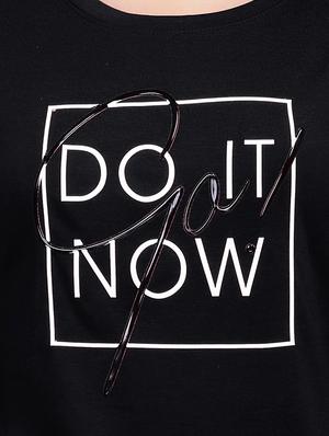 Slogan Print Round Neck Tee - 15726947 - Standard Image - 5