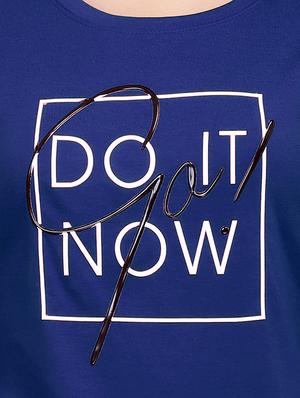 Slogan Print Round Neck Tee - 15726948 - Standard Image - 5
