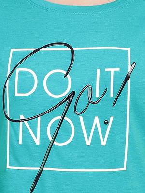 Slogan Print Round Neck Tee - 15726949 - Standard Image - 5