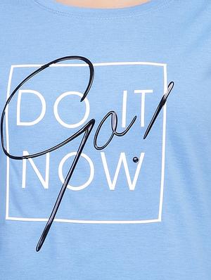Slogan Print Round Neck Tee - 15726950 - Standard Image - 5