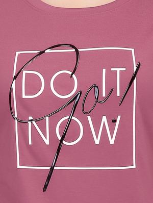 Slogan Print Round Neck Tee - 15726951 - Standard Image - 5