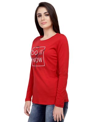 Slogan Print Round Neck Tee - 15726953 - Standard Image - 2