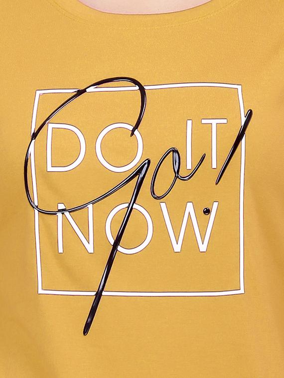 Slogan Print Round Neck Tee - 15726954 - Zoom Image - 5