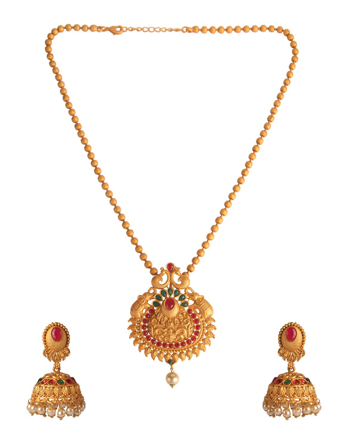 Gold Tone Necklace & Earrings Set - 15726999 - Zoom Image - 2