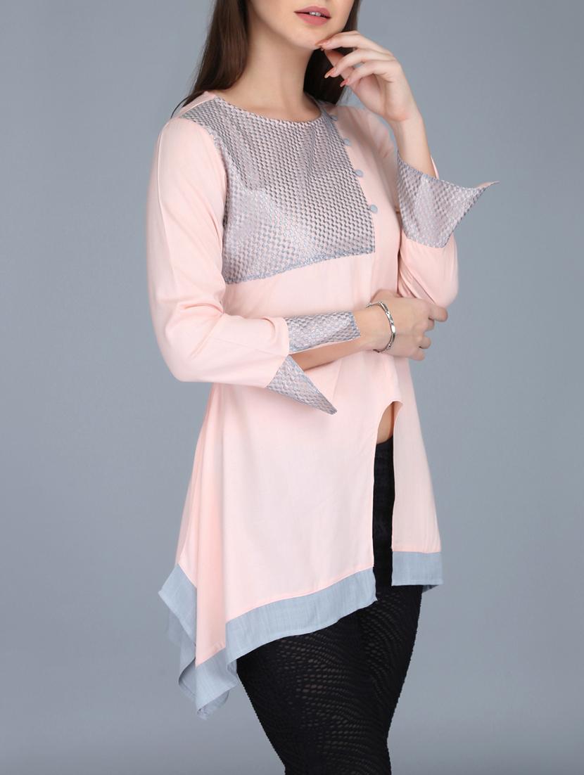 faux button detail asymmetric tunic - 15727039 - Zoom Image - 2